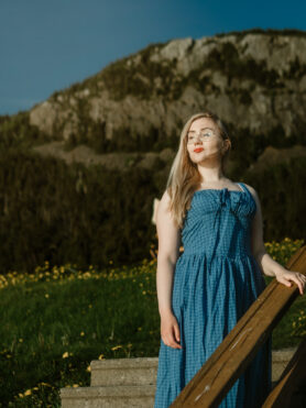 BLUE CHECKED DRESS